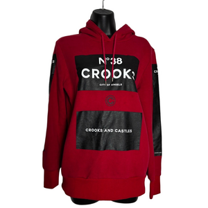 Crooks & Castles Red & Black Pleater Detailing Hoodie (As Is)